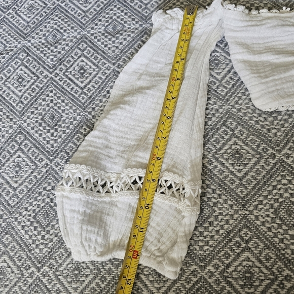 Revole MAJORELLE White Privett Crop Eyelet Ruched Front Off Shoulder Top - Picture 8 of 8